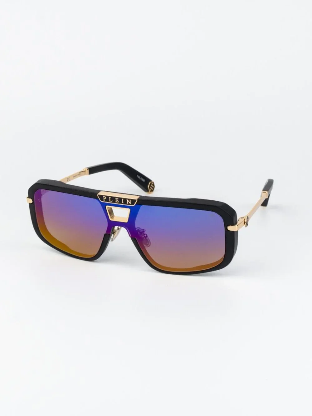 Philipp Plein Men Sunglasses Black Smoke Rainbow Mirror Pilot SPP008M 703V